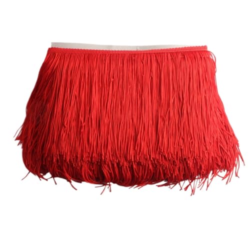 Ymnilian Fransenborte,Fransen 1yards /Lot 15cm Lange Fransen Spitze Quaste Polyester Spitze Trim Band Latin Dance Rock Vorhang Fransen for Nähen(Red) von Ymnilian