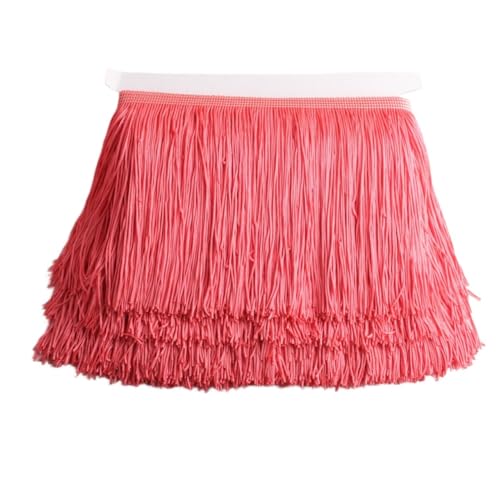 Ymnilian Fransenborte,Fransen 1yards /Lot 15cm Lange Fransen Spitze Quaste Polyester Spitze Trim Band Latin Dance Rock Vorhang Fransen for Nähen(Red 2) von Ymnilian