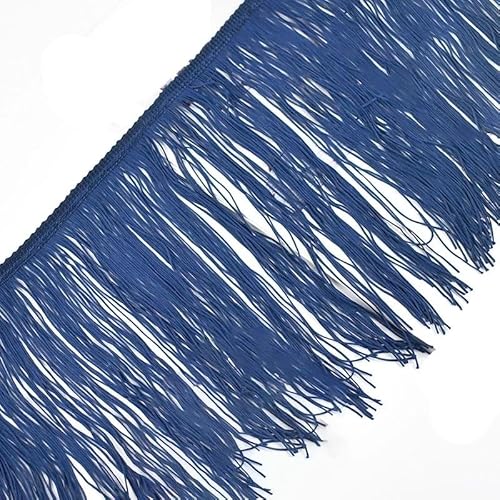 Ymnilian Fransenborte,Fransen 2/5 Meter 20cm Lange Quaste Fransenbesatz Spitzenband Latein Tanz Kleid Kleidung Vorhang Fransen Stoff Nähen Besätze Zubehör(Blue,5Meters) von Ymnilian
