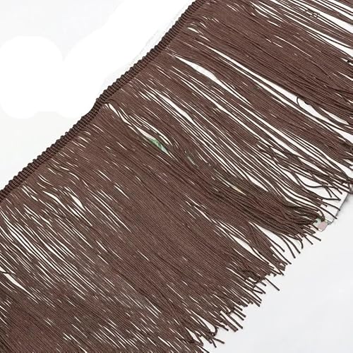Ymnilian Fransenborte,Fransen 2/5 Meter 20cm Lange Quaste Fransenbesatz Spitzenband Latein Tanz Kleid Kleidung Vorhang Fransen Stoff Nähen Besätze Zubehör(Coffee,2Meters) von Ymnilian