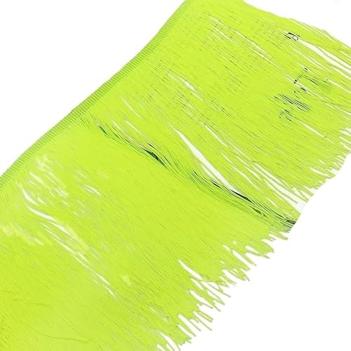 Ymnilian Fransenborte,Fransen 2/5 Meter 20cm Lange Quaste Fransenbesatz Spitzenband Latein Tanz Kleid Kleidung Vorhang Fransen Stoff Nähen Besätze Zubehör(FluorescentYellow,5Meters) von Ymnilian