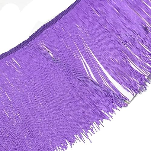 Ymnilian Fransenborte,Fransen 2/5 Meter 20cm Lange Quaste Fransenbesatz Spitzenband Latein Tanz Kleid Kleidung Vorhang Fransen Stoff Nähen Besätze Zubehör(Purple,2Meters) von Ymnilian