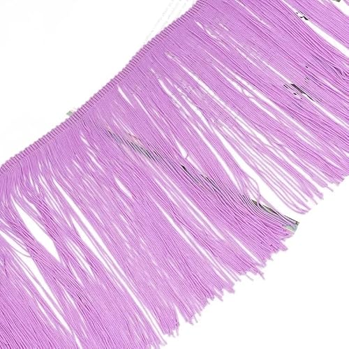 Ymnilian Fransenborte,Fransen 2/5 Meter 20cm Lange Quaste Fransenbesatz Spitzenband Latein Tanz Kleid Kleidung Vorhang Fransen Stoff Nähen Besätze Zubehör(RedPurple,2Meters) von Ymnilian