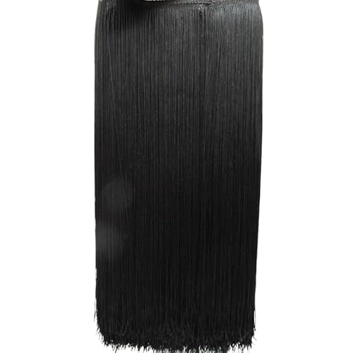 Ymnilian Fransenborte,Fransen 2 Meter/los 100 cm Lange Spitze Quaste Fransenbesatz for DIY Latin Kleid Bühnenkleidung Vorhang Zubehör Band(Black) von Ymnilian