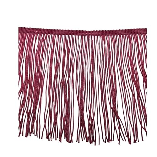 Ymnilian Fransenborte,Fransen 2 Meter/los 50 CM/100 cm Lange Spitze Quaste Trimmen Fringe for DIY Latin Kleid Bühne Kleidung Vorhang Zubehör Band(Jujube red,50CM Wide) von Ymnilian