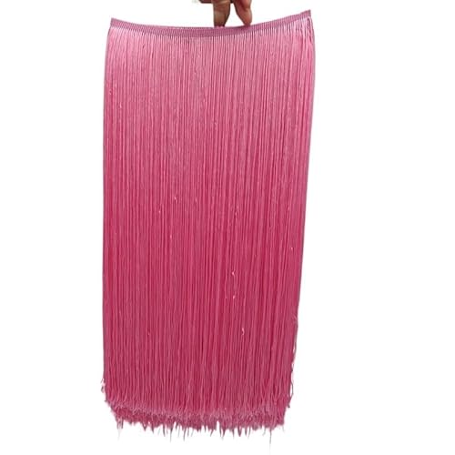 Ymnilian Fransenborte,Fransen 2 Meter/los 50 CM/100 cm Lange Spitze Quaste Trimmen Fringe for DIY Latin Kleid Bühne Kleidung Vorhang Zubehör Band(Pink,100CM Wide) von Ymnilian