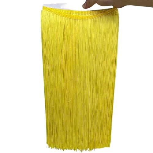 Ymnilian Fransenborte,Fransen 2 Meter/los 50 CM/100 cm Lange Spitze Quaste Trimmen Fringe for DIY Latin Kleid Bühne Kleidung Vorhang Zubehör Band(Yellow,50CM Wide) von Ymnilian