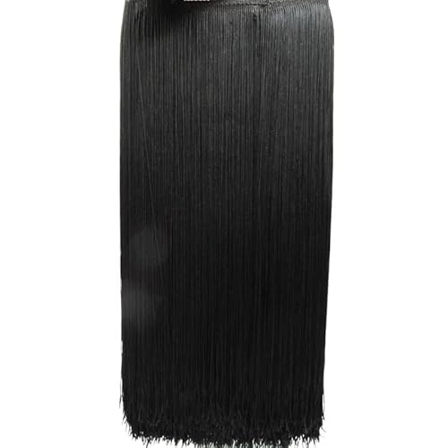 Ymnilian Fransenborte,Fransen 2 Yards 100CM Lange Spitze Fringe Trim Quaste Fringe Trimmen for DIY Latin Kleid Bühne Kleidung Zubehör Spitze Band(Black) von Ymnilian