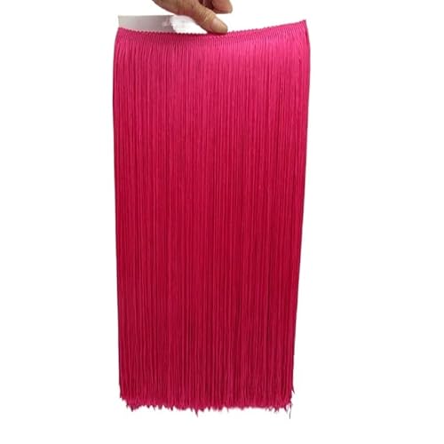 Ymnilian Fransenborte,Fransen 2 Yards 100CM Lange Spitze Fringe Trim Quaste Fringe Trimmen for DIY Latin Kleid Bühne Kleidung Zubehör Spitze Band(Rose red) von Ymnilian
