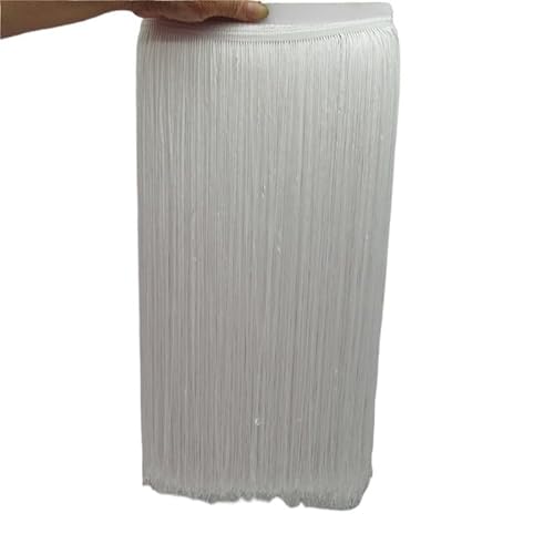 Ymnilian Fransenborte,Fransen 2 Yards 100CM Lange Spitze Fringe Trim Quaste Fringe Trimmen for DIY Latin Kleid Bühne Kleidung Zubehör Spitze Band(White) von Ymnilian