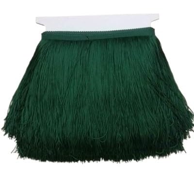 Ymnilian Fransenborte,Fransen 20 cm 30 cm Lange Fransen Spitzenquaste Polyesterbesatz Lateintanzrock Vorhang Kleidungsstücke Zubehör Besatz for Nähen(Dark Green,15cm) von Ymnilian