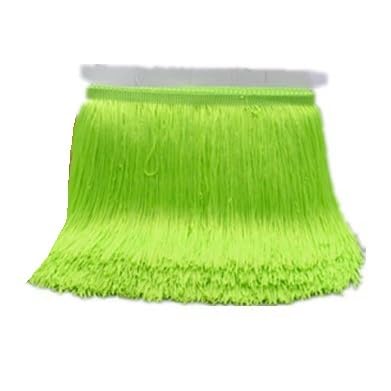 Ymnilian Fransenborte,Fransen 20 cm 30 cm Lange Fransen Spitzenquaste Polyesterbesatz Lateintanzrock Vorhang Kleidungsstücke Zubehör Besatz for Nähen(Fluorescent Green,15cm) von Ymnilian