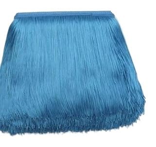 Ymnilian Fransenborte,Fransen 20 cm 30 cm Lange Fransen Spitzenquaste Polyesterbesatz Lateintanzrock Vorhang Kleidungsstücke Zubehör Besatz for Nähen(Lake Blue,20cm) von Ymnilian