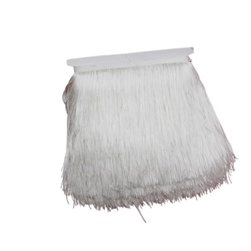 Ymnilian Fransenborte,Fransen 20 cm 30 cm Lange Fransen Spitzenquaste Polyesterbesatz Lateintanzrock Vorhang Kleidungsstücke Zubehör Besatz for Nähen(White,20cm) von Ymnilian