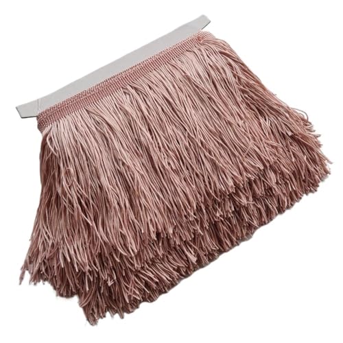 Ymnilian Fransenborte,Fransen 5/10 Meter Wunderschöne 15 cm Lange Spitzenfransenbesatz Polyester Quaste Fransenbesatz DIY Latein Kleid Bühnenkleidung Zubehör(Meat Pink,10Meters) von Ymnilian