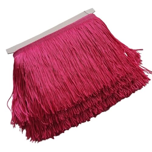 Ymnilian Fransenborte,Fransen 5/10 Meter Wunderschöne 15 cm Lange Spitzenfransenbesatz Polyester Quaste Fransenbesatz DIY Latein Kleid Bühnenkleidung Zubehör(Rose,5Meters) von Ymnilian