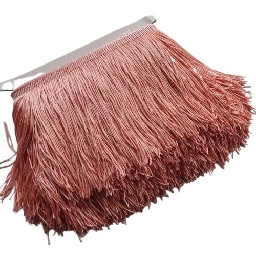 Ymnilian Fransenborte,Fransen 5/10 Meter Wunderschöne 15 cm Lange Spitzenfransenbesatz Polyester Quaste Fransenbesatz DIY Latein Kleid Bühnenkleidung Zubehör(Water Red,5Meters) von Ymnilian