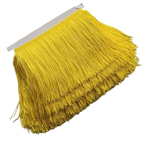 Ymnilian Fransenborte,Fransen 5/10 Meter Wunderschöne 15 cm Lange Spitzenfransenbesatz Polyester Quaste Fransenbesatz DIY Latein Kleid Bühnenkleidung Zubehör(Yellow,10Meters) von Ymnilian