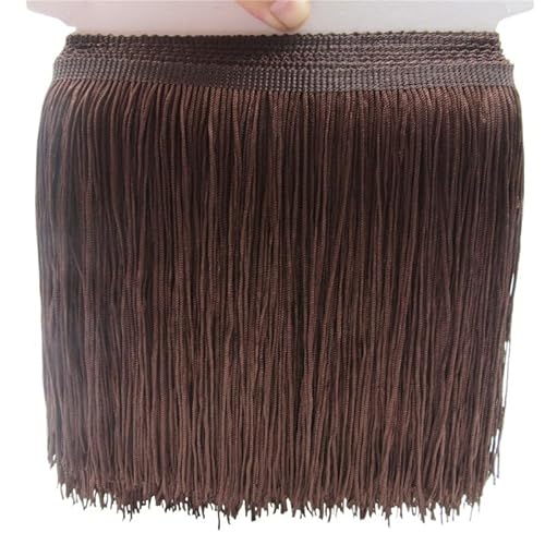 Ymnilian Fransenborte,Fransen 5 Meter/los 20 cm Lange Spitze Fransenbesatz Quaste Fransenbesatz for DIY Latin Kleid Bühnenkleidung Zubehör Spitzenband(Coffee) von Ymnilian