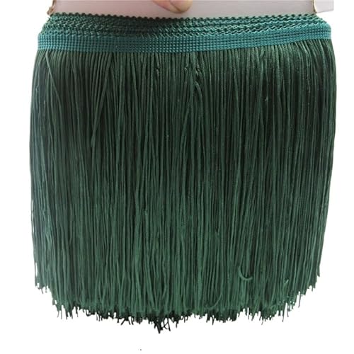 Ymnilian Fransenborte,Fransen 5 Meter/los 20 cm Lange Spitze Fransenbesatz Quaste Fransenbesatz for DIY Latin Kleid Bühnenkleidung Zubehör Spitzenband(Dark Green) von Ymnilian
