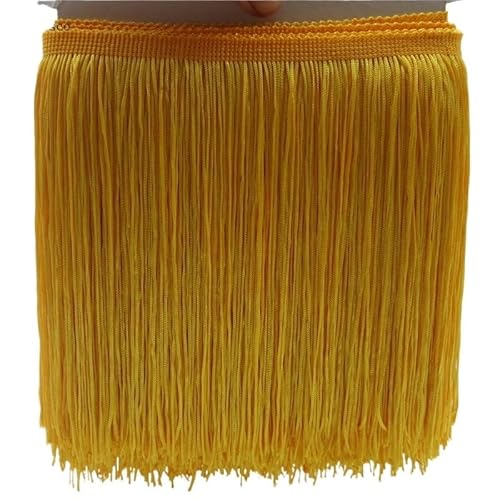 Ymnilian Fransenborte,Fransen 5 Meter/los 20 cm Lange Spitze Fransenbesatz Quaste Fransenbesatz for DIY Latin Kleid Bühnenkleidung Zubehör Spitzenband(Gold) von Ymnilian