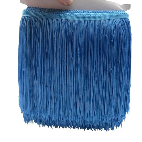 Ymnilian Fransenborte,Fransen 5 Meter/los 20 cm Lange Spitze Fransenbesatz Quaste Fransenbesatz for DIY Latin Kleid Bühnenkleidung Zubehör Spitzenband(Lake Blue) von Ymnilian