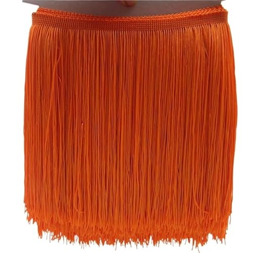 Ymnilian Fransenborte,Fransen 5 Meter/los 20 cm Lange Spitze Fransenbesatz Quaste Fransenbesatz for DIY Latin Kleid Bühnenkleidung Zubehör Spitzenband(Orange) von Ymnilian
