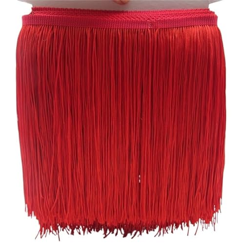 Ymnilian Fransenborte,Fransen 5 Meter/los 20 cm Lange Spitze Fransenbesatz Quaste Fransenbesatz for DIY Latin Kleid Bühnenkleidung Zubehör Spitzenband(Red) von Ymnilian