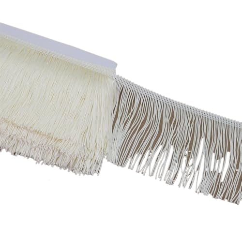 Ymnilian Fransenborte,Fransen 5 Yards 10cm breiter Spitzenfransenbesatz for Nähen von Quasten, dekorativen Quasten, hängenden Langen Fransen, Kleidung, Basteln, Stoffzubehör(Beige) von Ymnilian
