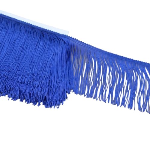 Ymnilian Fransenborte,Fransen 5 Yards 10cm breiter Spitzenfransenbesatz for Nähen von Quasten, dekorativen Quasten, hängenden Langen Fransen, Kleidung, Basteln, Stoffzubehör(Blue 2) von Ymnilian