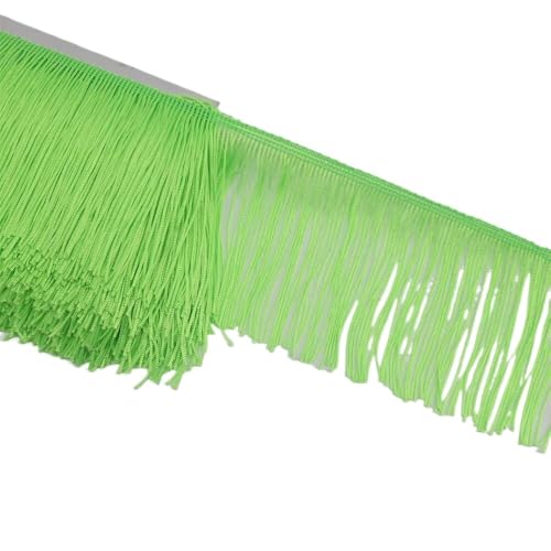 Ymnilian Fransenborte,Fransen 5 Yards 10cm breiter Spitzenfransenbesatz for Nähen von Quasten, dekorativen Quasten, hängenden Langen Fransen, Kleidung, Basteln, Stoffzubehör(Fluorescent Green) von Ymnilian