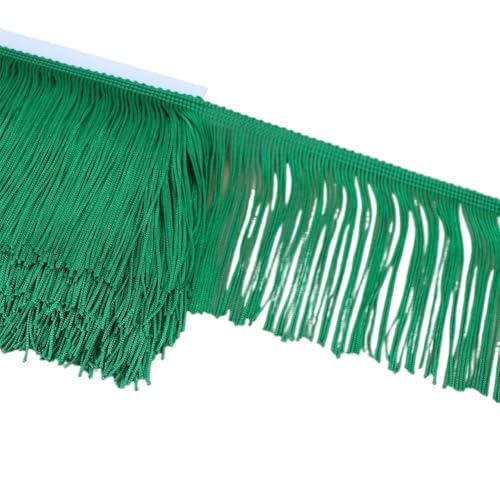 Ymnilian Fransenborte,Fransen 5 Yards 10cm breiter Spitzenfransenbesatz for Nähen von Quasten, dekorativen Quasten, hängenden Langen Fransen, Kleidung, Basteln, Stoffzubehör(Green) von Ymnilian