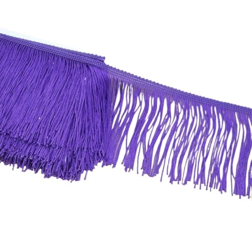 Ymnilian Fransenborte,Fransen 5 Yards 10cm breiter Spitzenfransenbesatz for Nähen von Quasten, dekorativen Quasten, hängenden Langen Fransen, Kleidung, Basteln, Stoffzubehör(Purple) von Ymnilian