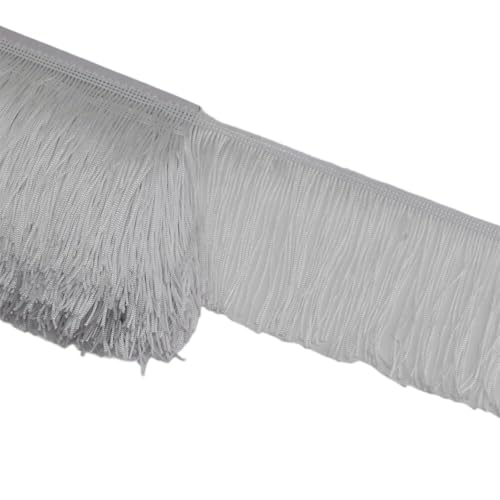 Ymnilian Fransenborte,Fransen 5 Yards 10cm breiter Spitzenfransenbesatz for Nähen von Quasten, dekorativen Quasten, hängenden Langen Fransen, Kleidung, Basteln, Stoffzubehör(White) von Ymnilian