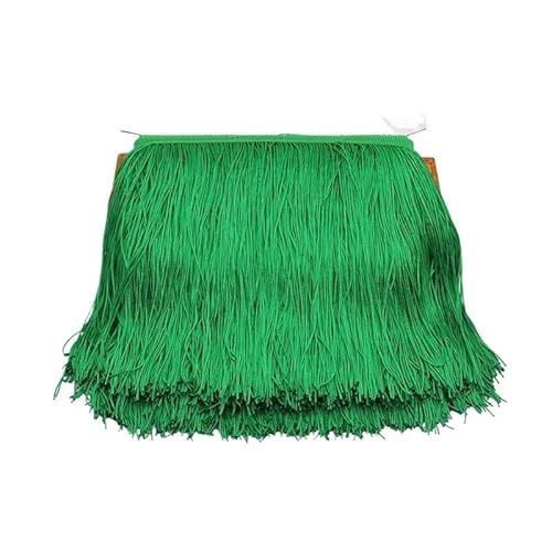 Ymnilian Fransenborte,Fransen 9/15/20/28 cm Quaste Fransenbesatz Polyester Lange Fransen Nähen for Kleidung Kleid Vorhang Band Quasten for Handwerk Zubehör(Green,20cm) von Ymnilian