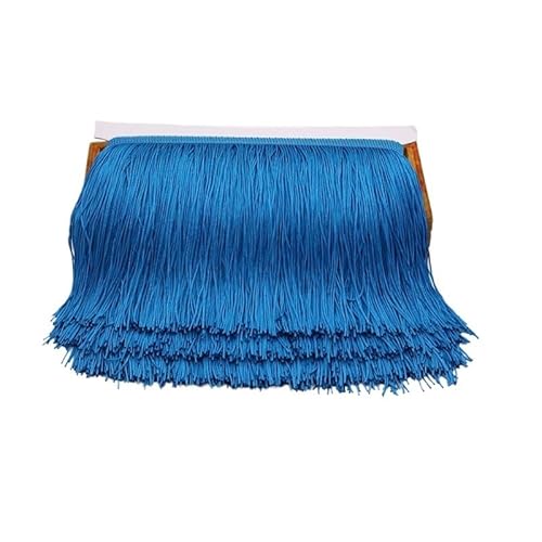 Ymnilian Fransenborte,Fransen 9/15/20/28 cm Quaste Fransenbesatz Polyester Lange Fransen Nähen for Kleidung Kleid Vorhang Band Quasten for Handwerk Zubehör(Hole Blue,20cm) von Ymnilian