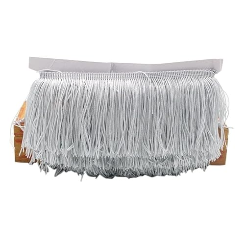 Ymnilian Fransenborte,Fransen 9/15/20/28 cm Quaste Fransenbesatz Polyester Lange Fransen Nähen for Kleidung Kleid Vorhang Band Quasten for Handwerk Zubehör(Light Grey,20cm) von Ymnilian
