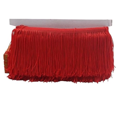 Ymnilian Fransenborte,Fransen 9/15/20/28 cm Quaste Fransenbesatz Polyester Lange Fransen Nähen for Kleidung Kleid Vorhang Band Quasten for Handwerk Zubehör(Red,28cm) von Ymnilian