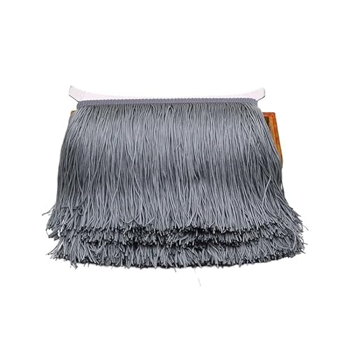 Ymnilian Fransenborte,Fransen 9/15/20/28 cm Quaste Fransenbesatz Polyester Lange Fransen Nähen for Kleidung Kleid Vorhang Band Quasten for Handwerk Zubehör(Silver Grey,20cm) von Ymnilian