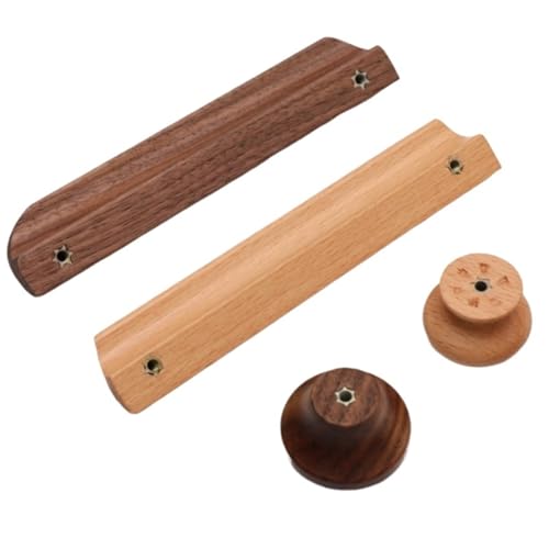 Ymnilian Schrankgriffe Holz, Möbelgriffe Holz 2Pcs Holz Schublade Zieht Möbel Griff Schrank Massivholz Griffe Nussbaum Kleiderschrank Knob Hardware(Walnut C64) von Ymnilian