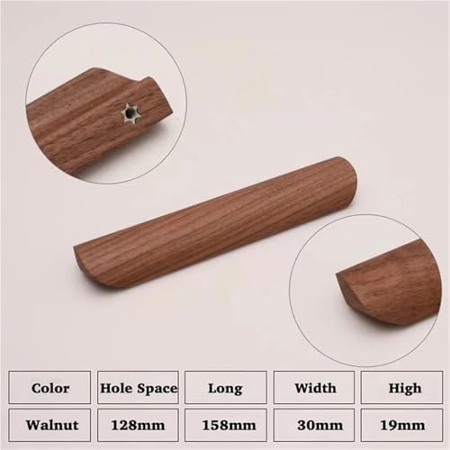 Ymnilian Schrankgriffe Holz, Möbelgriffe Holz 3 Stück Holzgriffe for Möbel, Schubladen, Schränke, Massivholzgriffe, umweltfreundlicher Kleiderschrankknopf mit Schrauben(Walnut 128mm) von Ymnilian