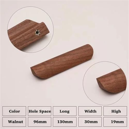 Ymnilian Schrankgriffe Holz, Möbelgriffe Holz 3 Stück Holzgriffe for Möbel, Schubladen, Schränke, Massivholzgriffe, umweltfreundlicher Kleiderschrankknopf mit Schrauben(Walnut 96mm) von Ymnilian
