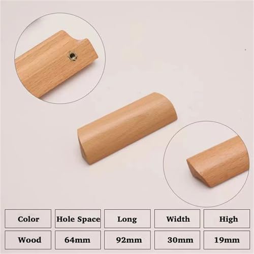 Ymnilian Schrankgriffe Holz, Möbelgriffe Holz 3 Stück Holzgriffe for Möbel, Schubladen, Schränke, Massivholzgriffe, umweltfreundlicher Kleiderschrankknopf mit Schrauben(Wood 64mm) von Ymnilian