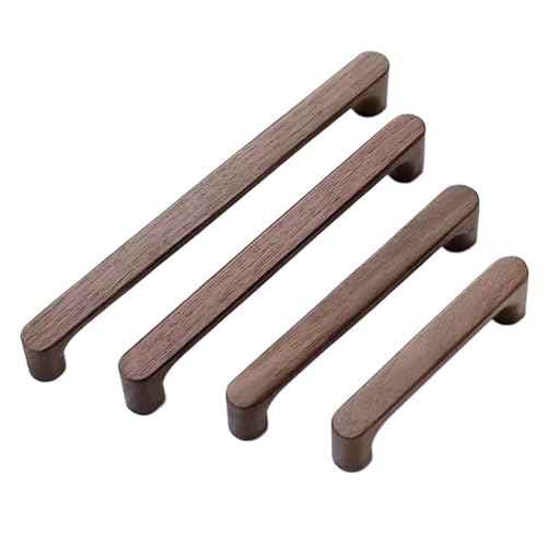 Ymnilian Schrankgriffe Holz, Möbelgriffe Holz 4Pcs Schrank Möbel Griff Massivholz Küche Tür Kommode Kleiderschrank Knöpfe Schrank Schublade Ziehen(Walnut-256mm) von Ymnilian