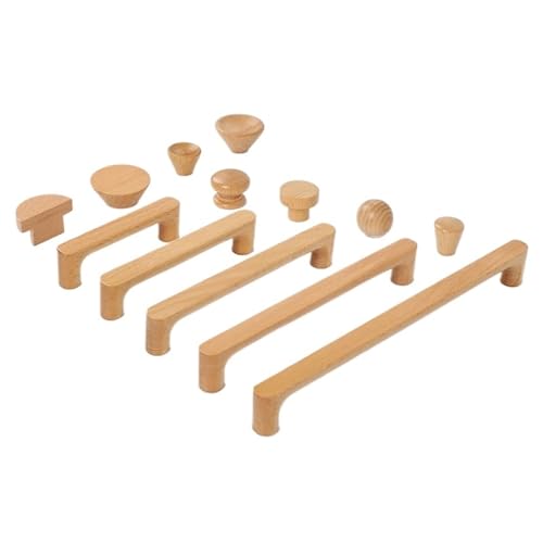 Ymnilian Schrankgriffe Holz, Möbelgriffe Holz 6 Stück Holzmöbelgriffe Buchenholz Küchenschrankgriffe Kleiderschrank Schrank Schubladenknöpfe Massivholz-Zuggriff(1008 192mm) von Ymnilian