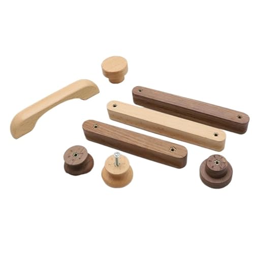 Ymnilian Schrankgriffe Holz, Möbelgriffe Holz 6 Stück Massivholz-Schranktürgriff, Massivholz-Zimmerschrank, Schuhschrank, Schublade, Einzelloch, Holzgriff(50-Single-Beech) von Ymnilian