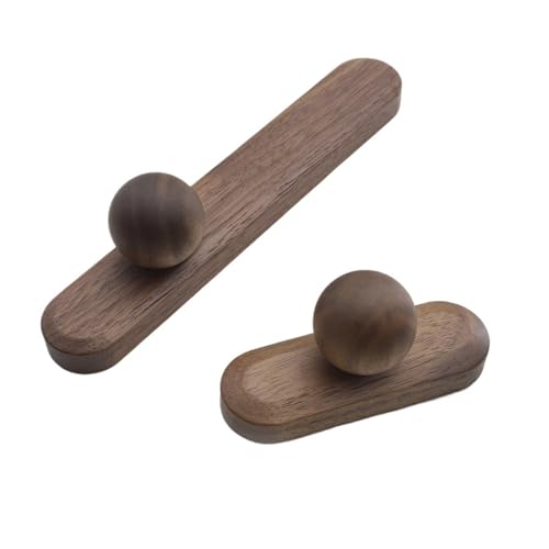 Ymnilian Schrankgriffe Holz, Möbelgriffe Holz 6 Stück Schrankgriffe Schublade Massivholz Möbel Türgriffe Schublade Runde Knöpfe Schrank Holzgriffe Heimdekoration(Walnut-C96mm) von Ymnilian