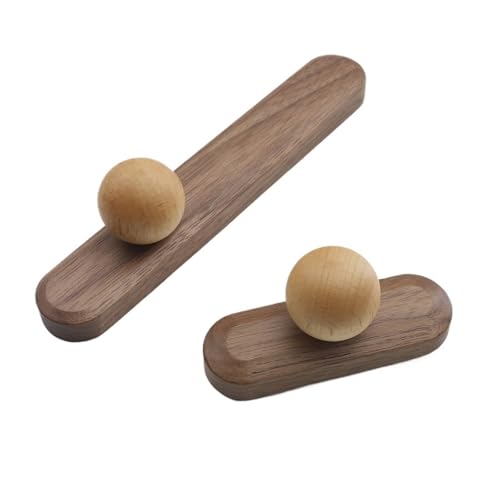 Ymnilian Schrankgriffe Holz, Möbelgriffe Holz 6 Stück Schrankgriffe Schublade Massivholz Möbel Türgriffe Schublade Runde Knöpfe Schrank Holzgriffe Heimdekoration(Walnut-yBeech-C96mm) von Ymnilian