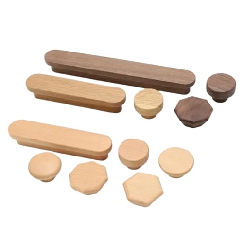 Ymnilian Schrankgriffe Holz, Möbelgriffe Holz 6Pcs Holz Möbel Griff Schränke Küche Zieht Griffe Schränke und Schubladen Kommode Knöpfe Lange Kleiderschrank Ziehen(Dark Green) von Ymnilian