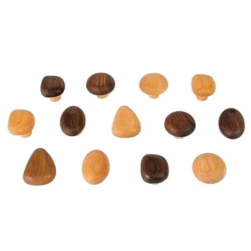 Ymnilian Schrankgriffe Holz, Möbelgriffe Holz 6Pcs Holz Schrank Griffe Schublade Zieht Natürliche Holz Knöpfe for Zimmer Kleiderschrank(Triangle-Beech) von Ymnilian